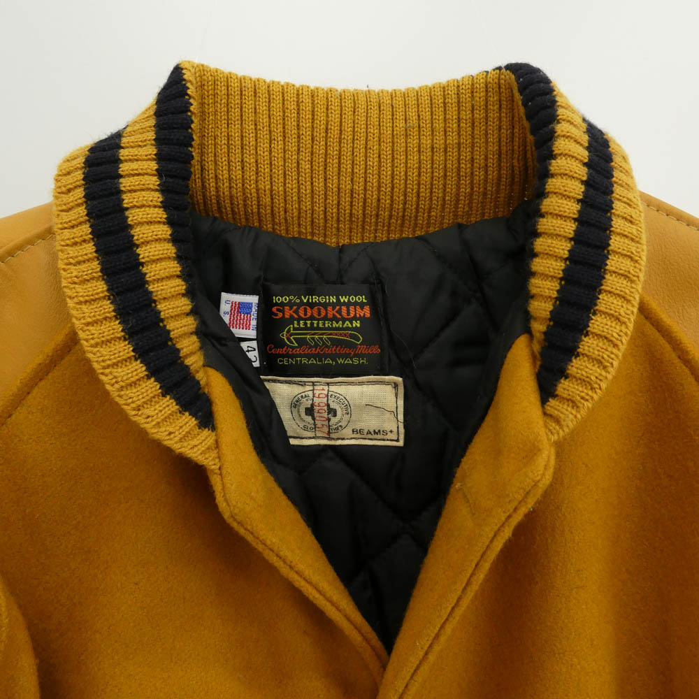 SKOOKUM スクーカム BEAMS PLUS ビームスプラス 別注 サーコート スタジアム ジャケット スタジャン イエロー系 42【中古】