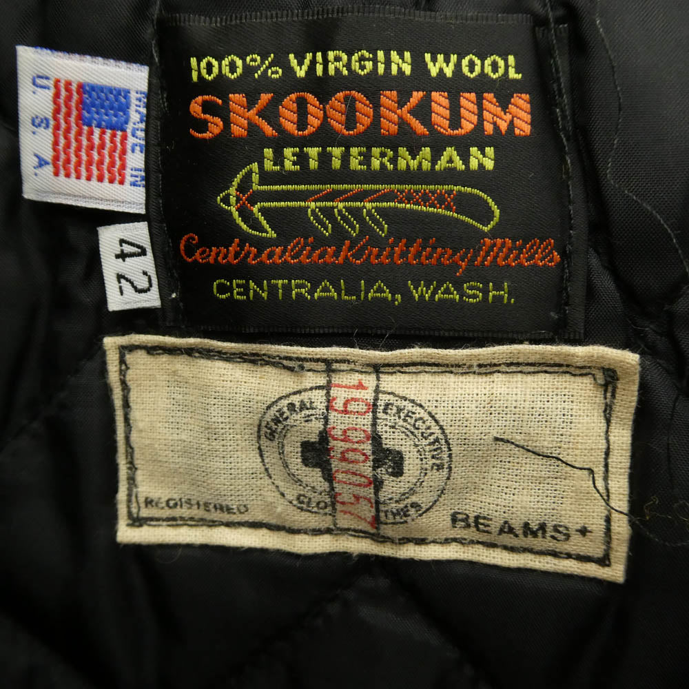SKOOKUM スクーカム BEAMS PLUS ビームスプラス 別注 サーコート スタジアム ジャケット スタジャン イエロー系 42【中古】