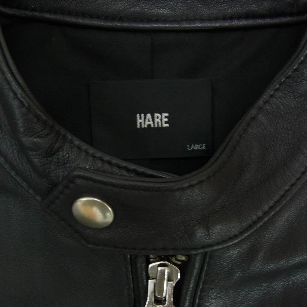 HARE ハレ HA030003N9 羊革 シープレザー シングル ライダースジャケット ブラック系 L【中古】