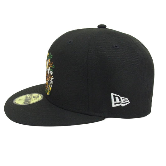 NEW ERA ニューエラ 59FIFTY New York Yankees ニューヨークヤンキース フラワー ベースボール キャップ ブラック系 7 1/4【極上美品】【中古】