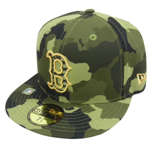NEW ERA ニューエラ 59FIFTY BOSTON ブルックリン・ドジャース カモフラ ベースボール キャップ ブラック カーキ系 7 1/4【美品】【中古】