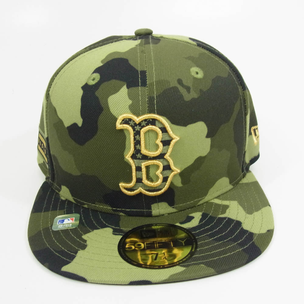 NEW ERA ニューエラ 59FIFTY BOSTON ブルックリン・ドジャース カモフラ ベースボール キャップ ブラック カーキ系 7 1/4【美品】【中古】