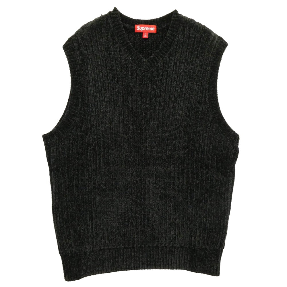 Supreme シュプリーム 24AW Chenille Sweater Vest シェニール セーター ニット ベスト ブラック系 L【極上美品】【中古】