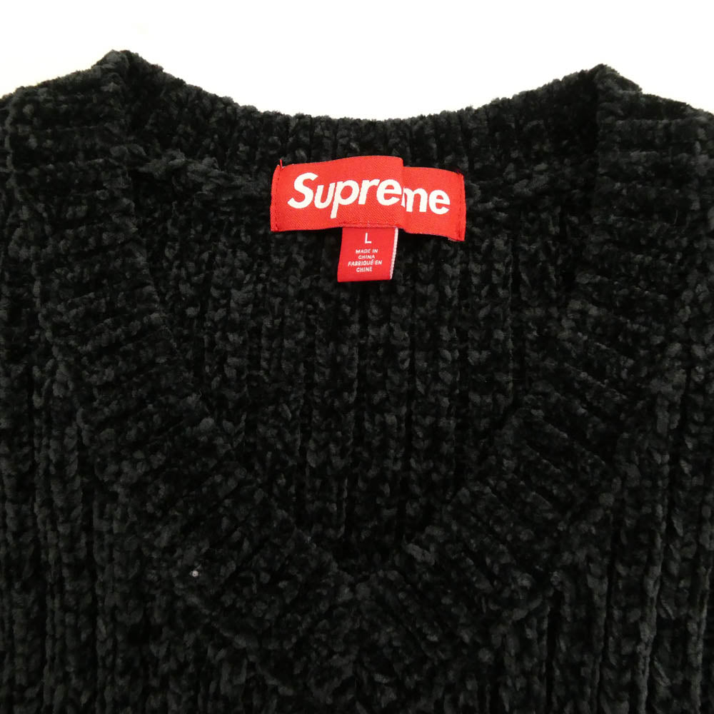 Supreme シュプリーム 24AW Chenille Sweater Vest シェニール セーター ニット ベスト ブラック系 L【極上美品】【中古】