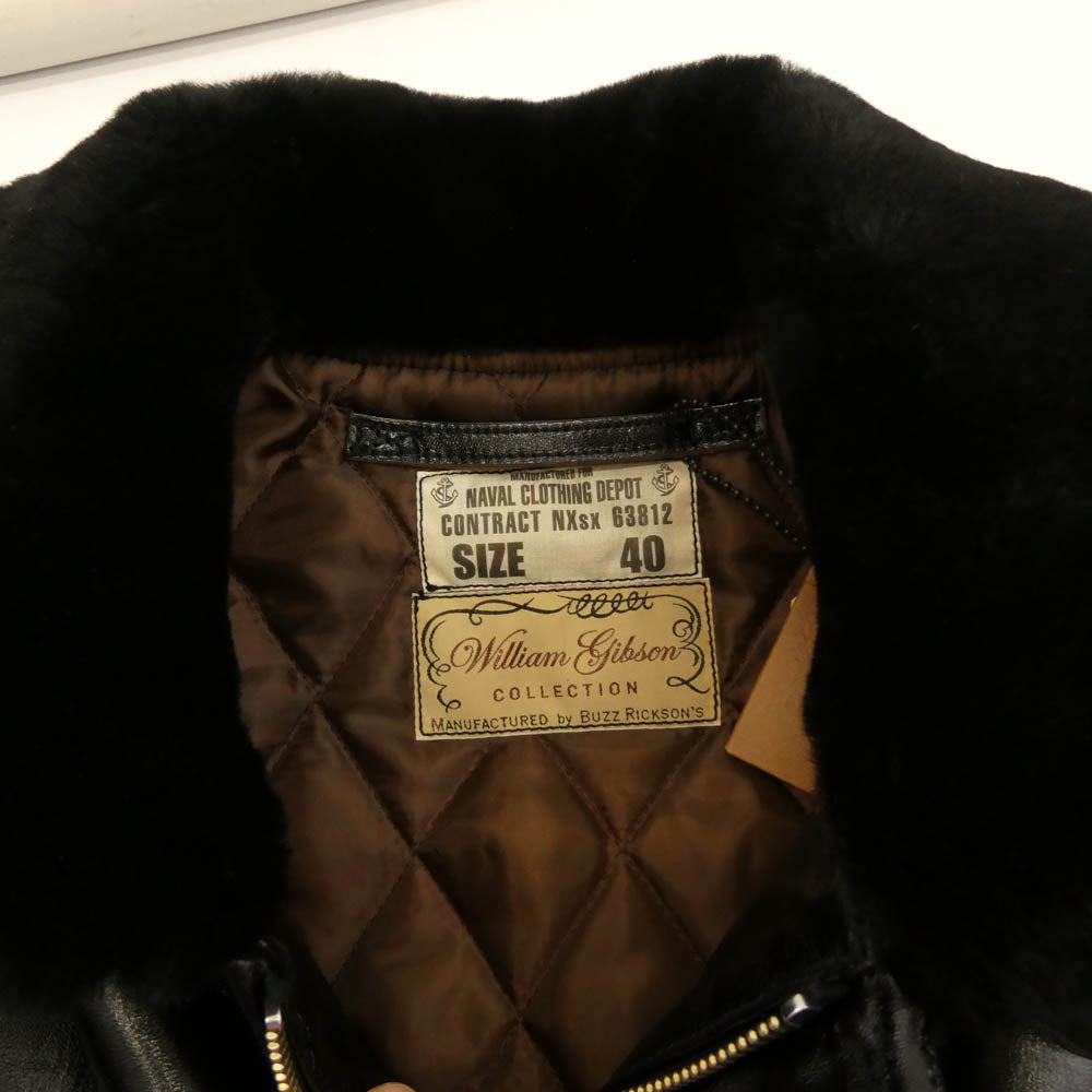 Buzz Rickson's バズリクソンズ BR80640 WILLIAM GIBSON COLLECTION Type BLACK LEATHER N-1 ウィリアムギブソン レザー ジャケット ブラック系 40【極上美品】【中古】