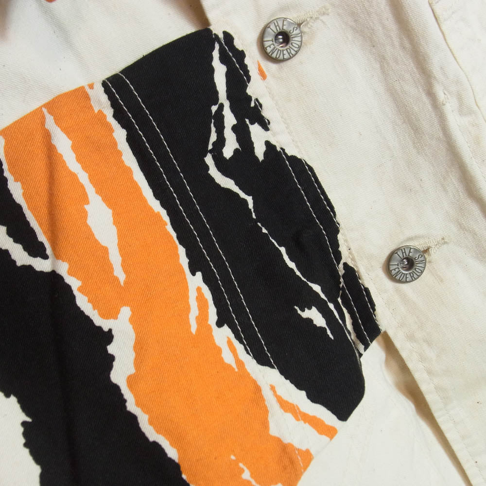 TENDERLOIN テンダーロイン T-TIGER COVERALL タイガー カモ 切替 コットン カバーオール ジャケット オレンジ系 オフホワイト系 M【中古】