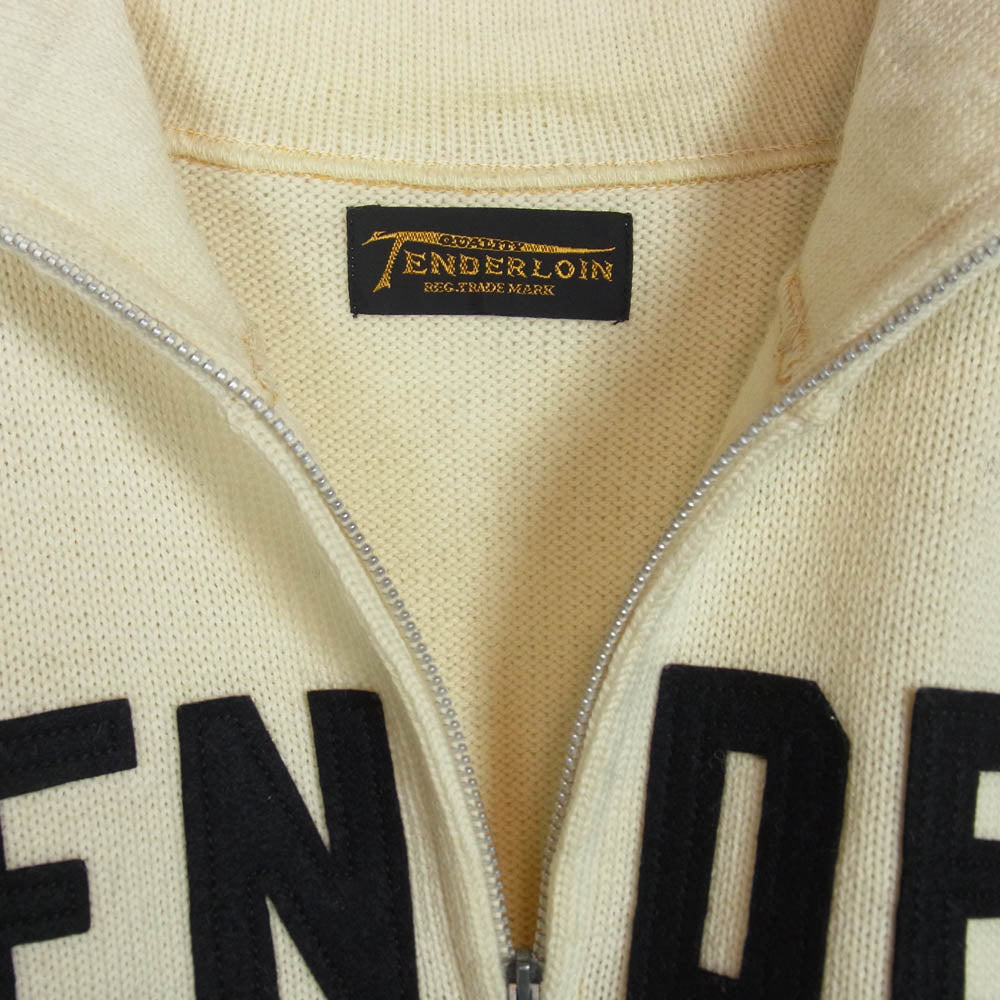 TENDERLOIN テンダーロイン T-MILWAUKEE ミルウォーキー ニット ハーフジップ ハイネック ロゴワッペン ニット セーター ブラック系 M【中古】