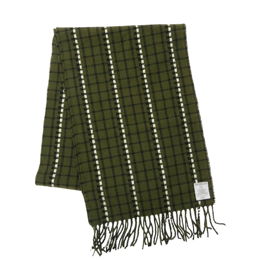TENDERLOIN テンダーロイン 16AW T-STOLE DOT ドット チェック柄 ストール マフラー グリーン系【中古】
