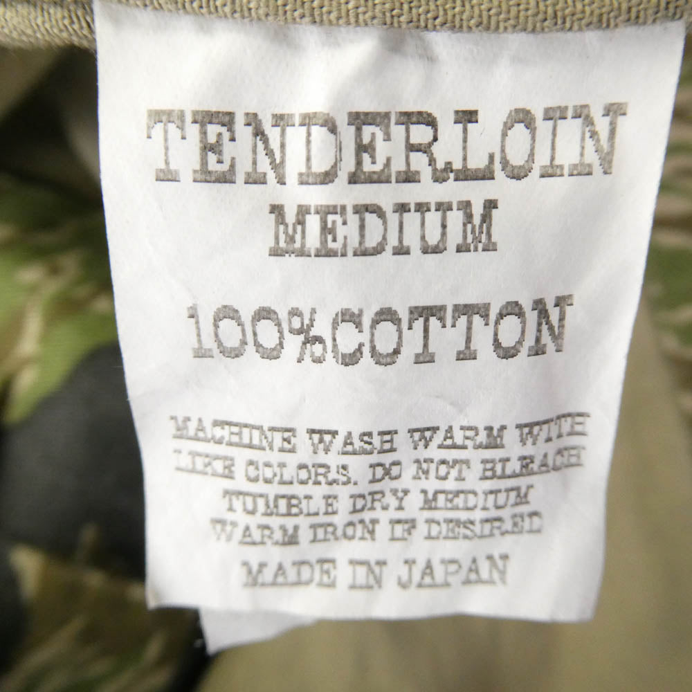 TENDERLOIN テンダーロイン T-BAMBOO SHT タイガーカモ ロゴ ワッペン 迷彩 長袖 ミリタリー シャツ カモフラージュ系 M【中古】