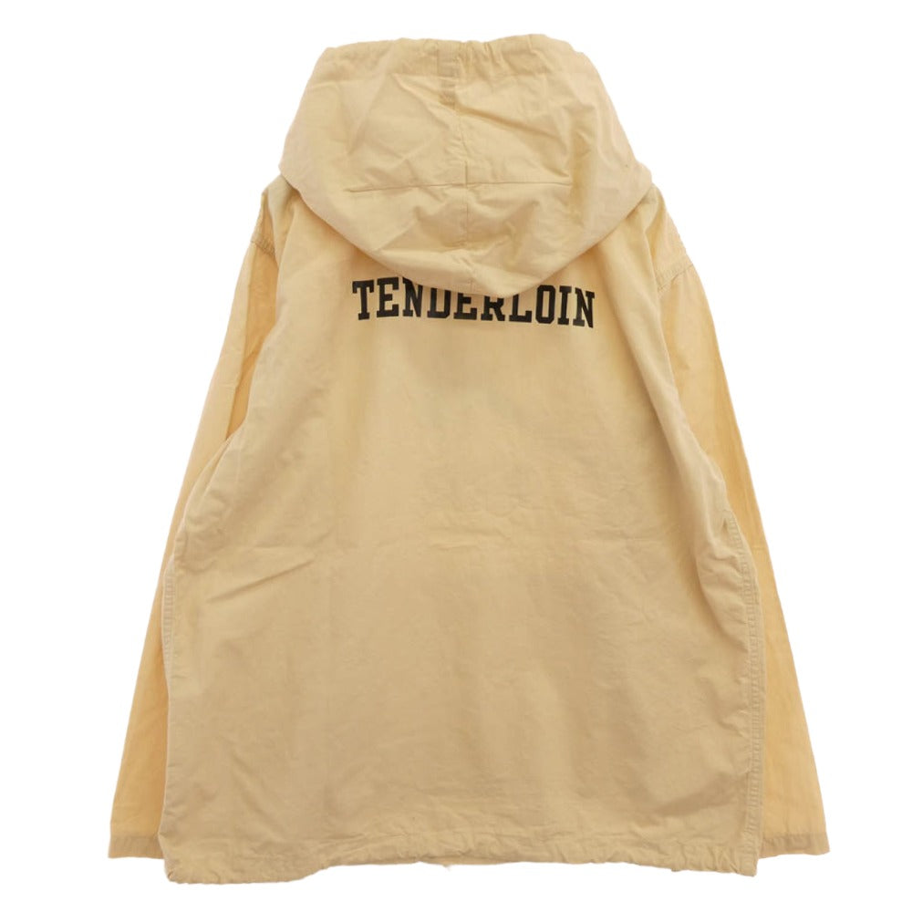 TENDERLOIN テンダーロイン ATX パーカー CAHULAWASSEE RIVER ロゴ トマホーク プリント プルオーバー コットン パーカー ライトベージュ系 M【中古】