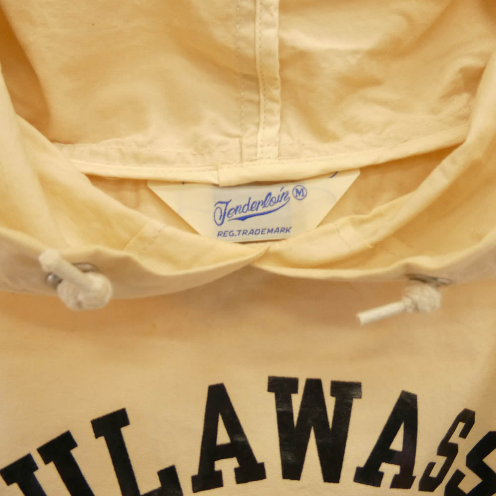 TENDERLOIN テンダーロイン ATX パーカー CAHULAWASSEE RIVER ロゴ トマホーク プリント プルオーバー コットン パーカー ライトベージュ系 M【中古】