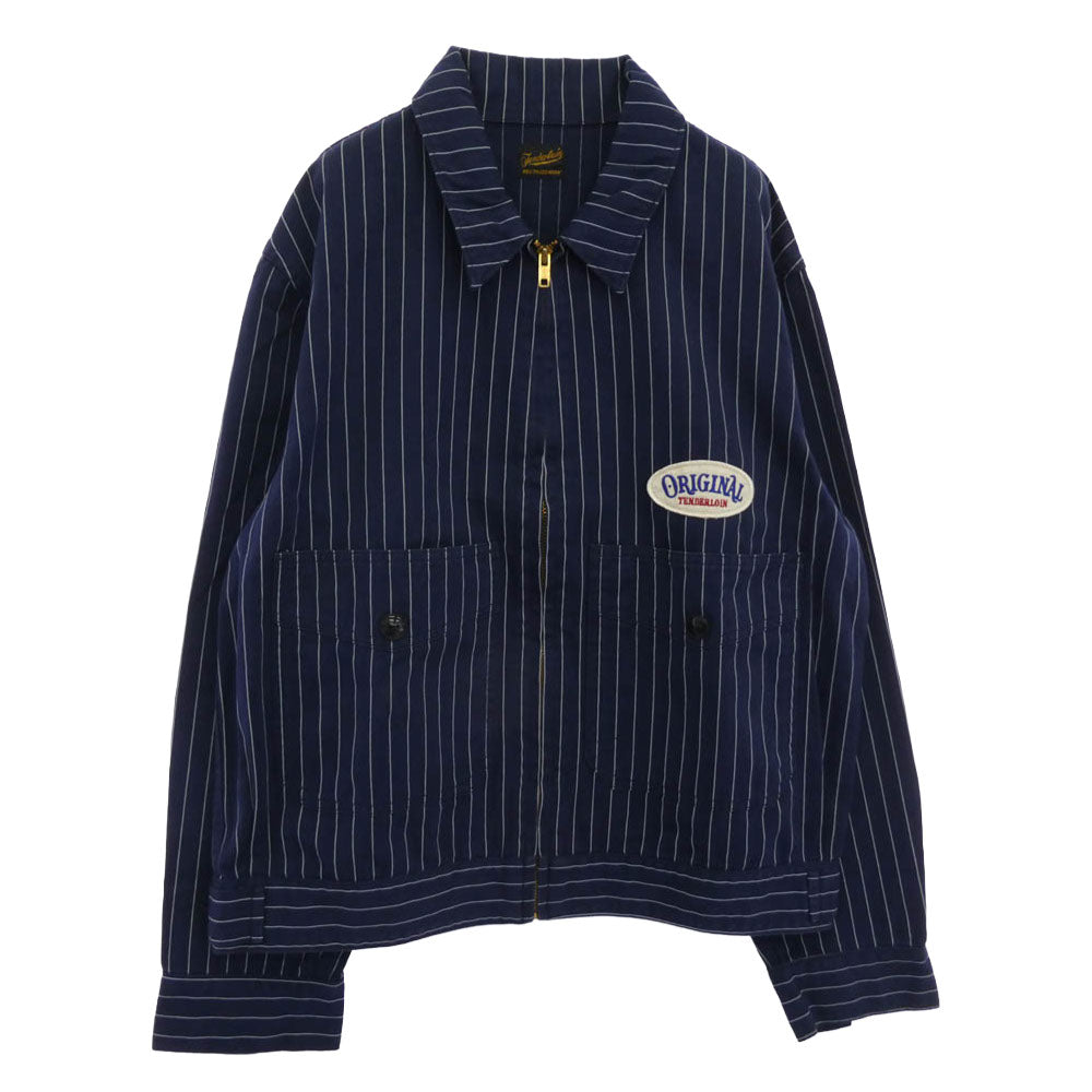 TENDERLOIN テンダーロイン 12SS T-WORK JKT SO ロゴワッペン ストライプ ワークジャケット TALON ZIP ネイビー系 M【中古】