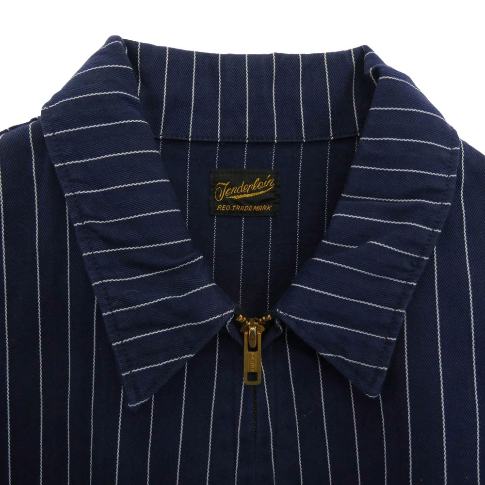 TENDERLOIN テンダーロイン 12SS T-WORK JKT SO ロゴワッペン ストライプ ワークジャケット TALON ZIP ネイビー系 M【中古】