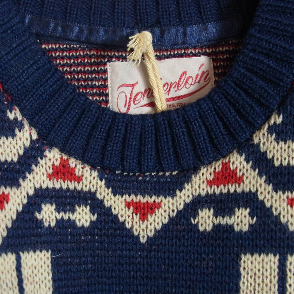 TENDERLOIN テンダーロイン 14AW T-SWEATER トーテムポール ネイティブ クルーネック ニット ネイビー系 M【極上美品】【中古】