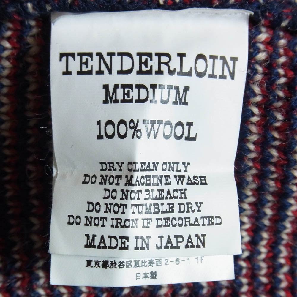 TENDERLOIN テンダーロイン 14AW T-SWEATER トーテムポール ネイティブ クルーネック ニット ネイビー系 M【極上美品】【中古】