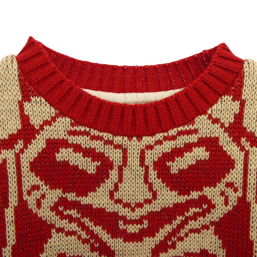 TENDERLOIN テンダーロイン 14AW T-SWEATER トーテムポール ネイティブ クルーネック ニット レッド レッド系 L【極上美品】【中古】