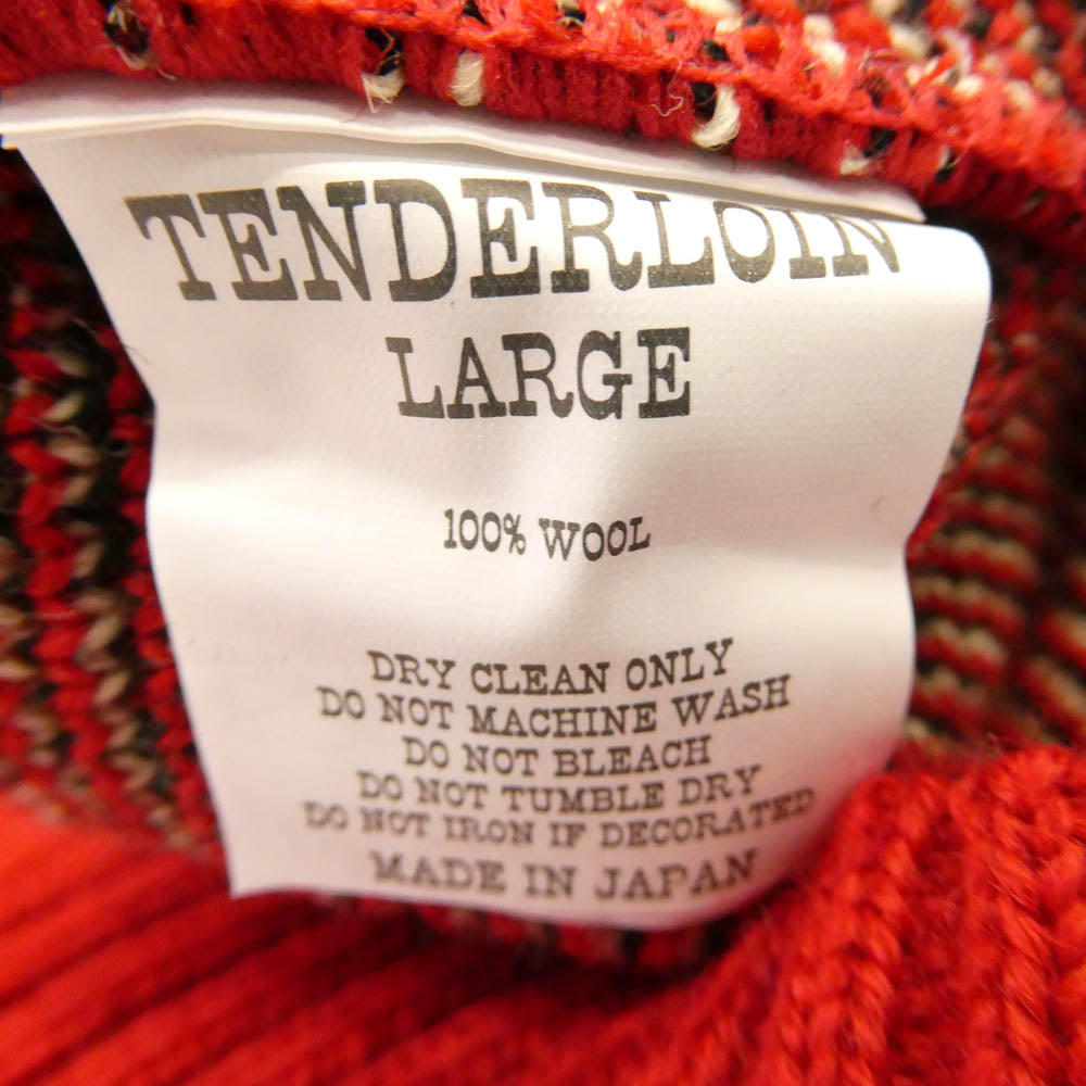 TENDERLOIN テンダーロイン 14AW T-SWEATER トーテムポール ネイティブ クルーネック ニット レッド レッド系 L【極上美品】【中古】