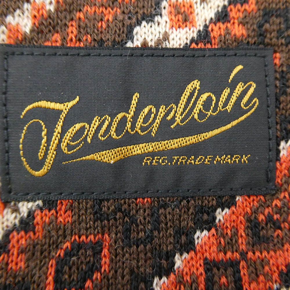 TENDERLOIN テンダーロイン T-STOLE GOBLIN ネイティブ柄 ニット マフラー レッド系【美品】【中古】