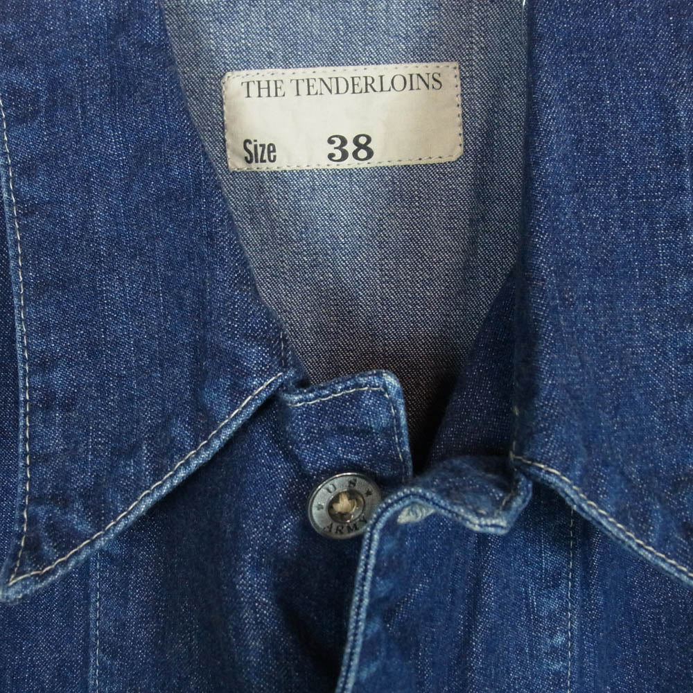 TENDERLOIN テンダーロイン T-NAVY JKT WASHED US ARMY ロゴ ボタン デニム カバーオール ジャケット インディゴブルー系 S【美品】【中古】