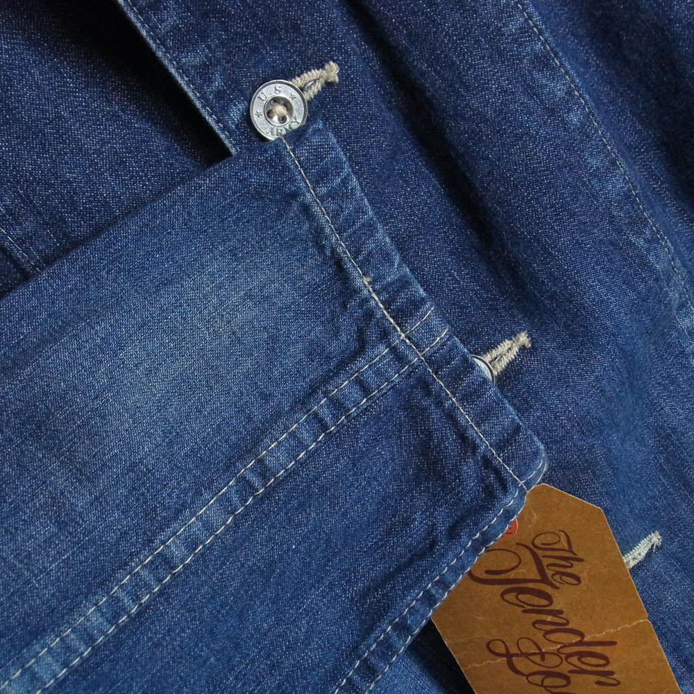TENDERLOIN テンダーロイン T-NAVY JKT WASHED US ARMY ロゴ ボタン デニム カバーオール ジャケット インディゴブルー系 S【美品】【中古】