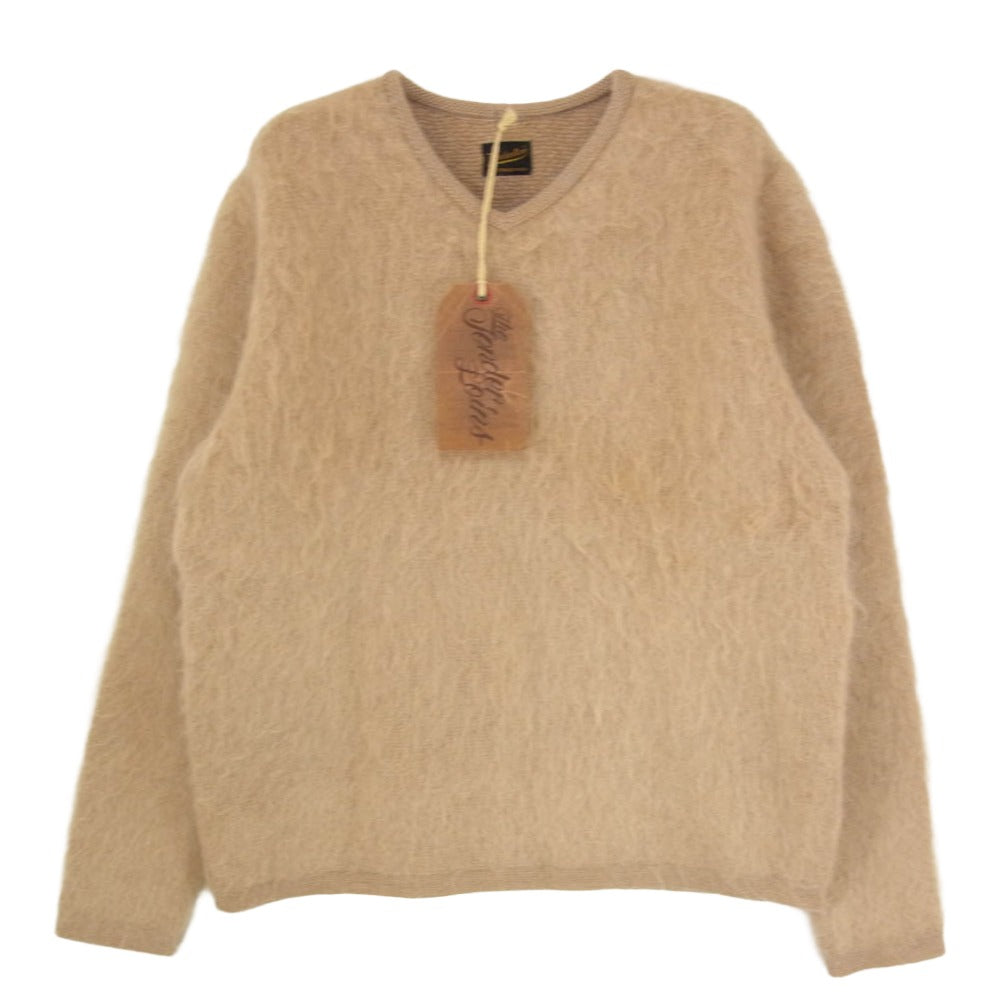 TENDERLOIN テンダーロイン T-MOHAIR V モヘア シャギー Vネック ウール ニット ベージュ系 M【美品】【中古】