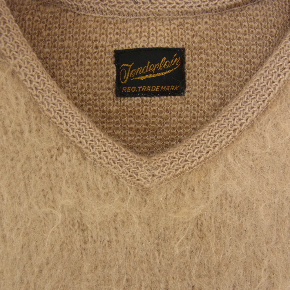 TENDERLOIN テンダーロイン T-MOHAIR V モヘア シャギー Vネック ウール ニット ベージュ系 M【美品】【中古】