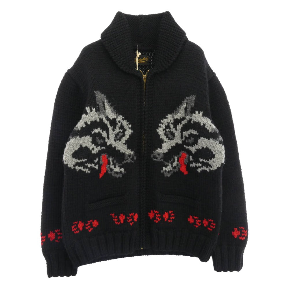 TENDERLOIN テンダーロイン T-COWICHAN ウルフ カウチン ニット ジャケット ブラック ブラック系 M【極上美品】【中古】