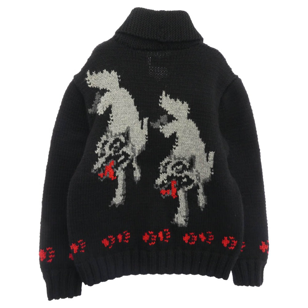 TENDERLOIN テンダーロイン T-COWICHAN ウルフ カウチン ニット ジャケット ブラック ブラック系 M【極上美品】【中古】