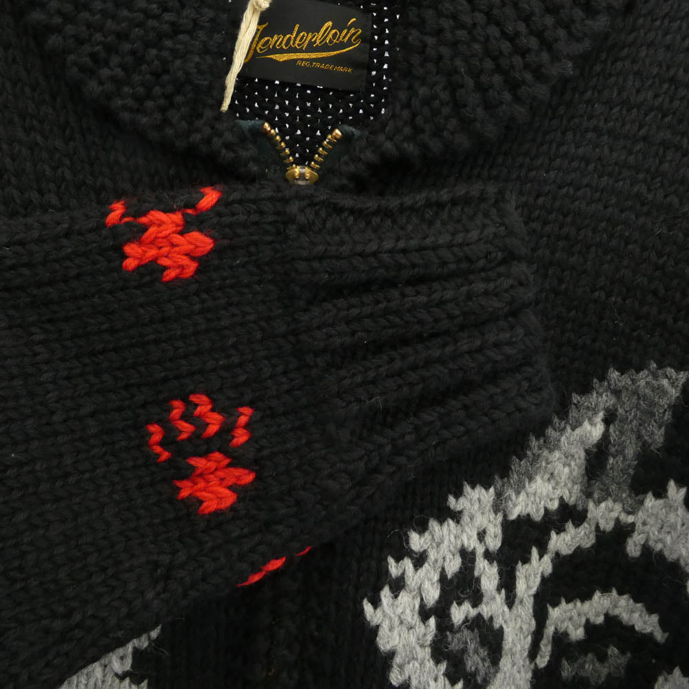 TENDERLOIN テンダーロイン T-COWICHAN ウルフ カウチン ニット ジャケット ブラック ブラック系 M【極上美品】【中古】