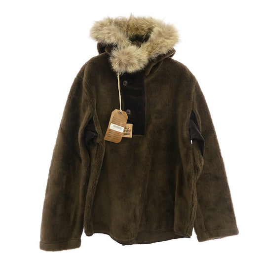 TENDERLOIN テンダーロイン T-D2 ファーカラー ハーフボタンアップ フリース プルオーバー ジャケット モスグリーン系 M【美品】【中古】