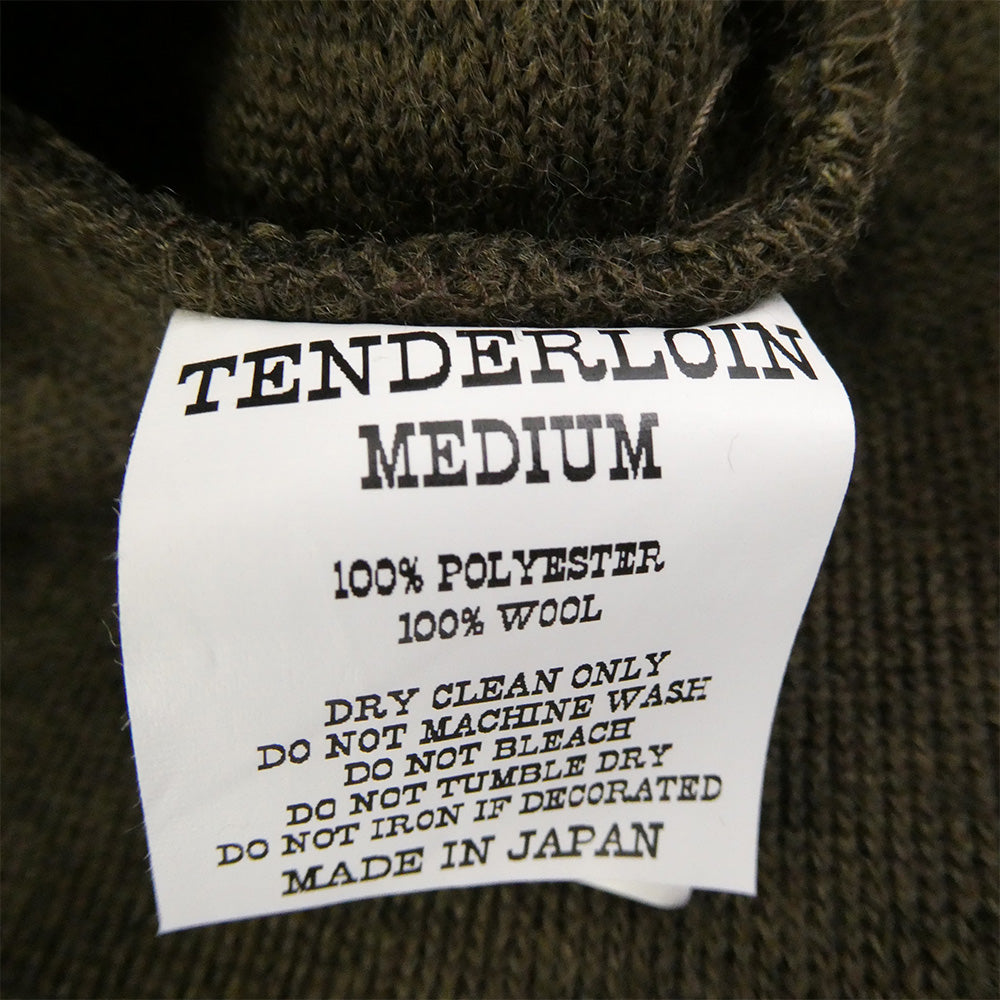 TENDERLOIN テンダーロイン T-D2 ファーカラー ハーフボタンアップ フリース プルオーバー ジャケット モスグリーン系 M【美品】【中古】