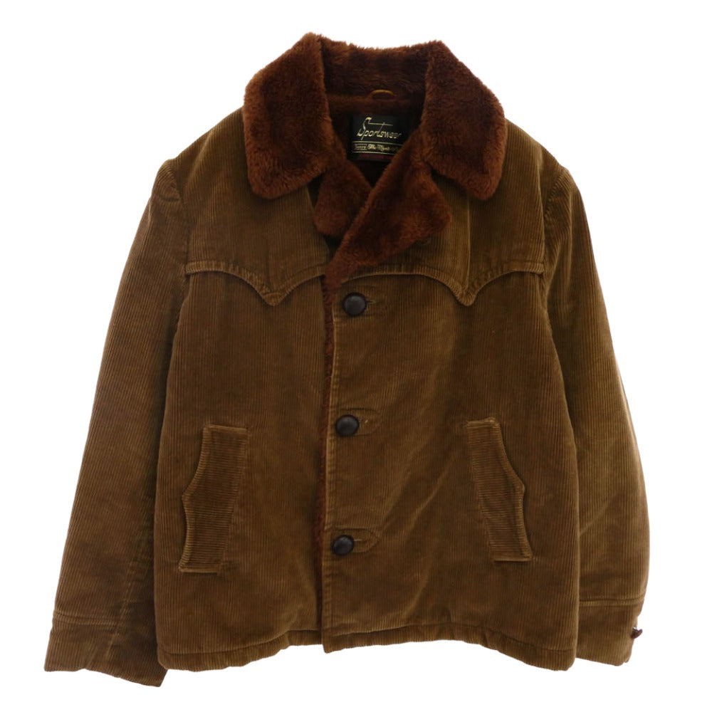 シアーズ Vintage SPORTS WEAR ヴィンテージ コーデュロイ ボア ジャケット くるみボタン ブラウン系 40【中古】