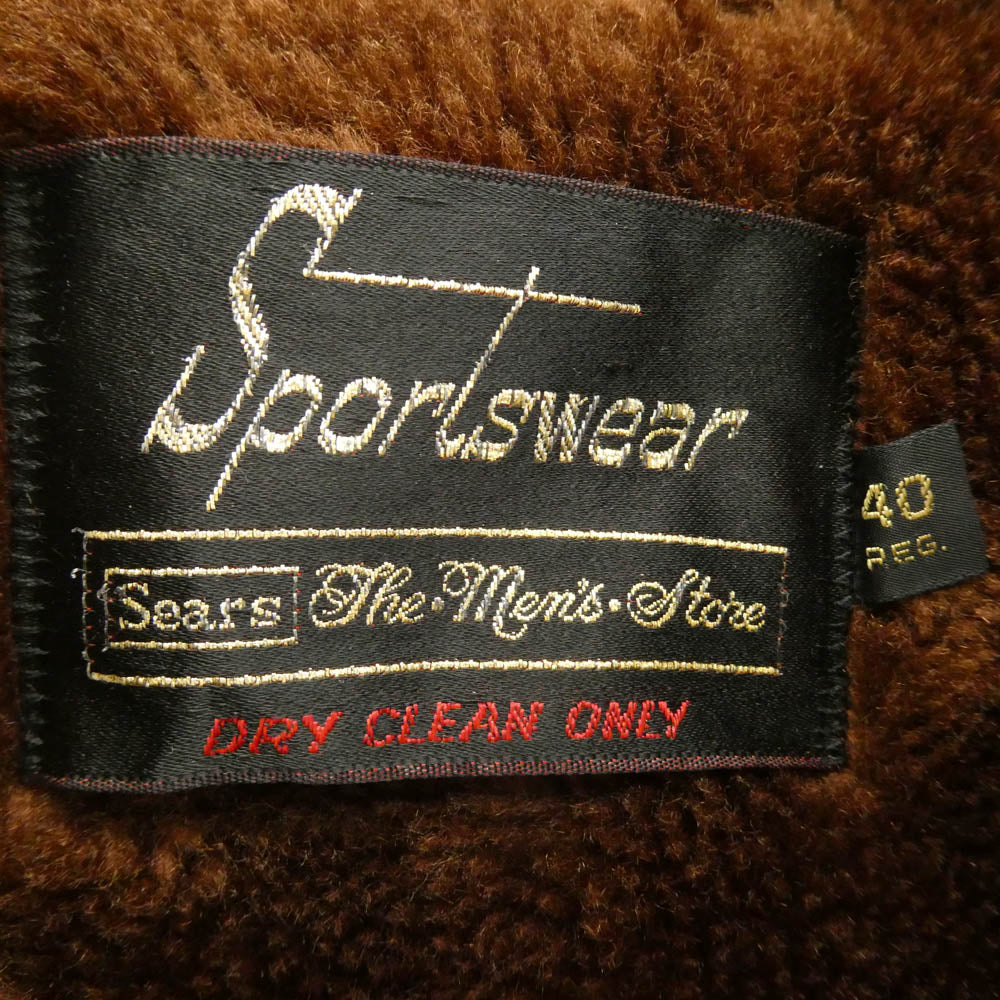 シアーズ Vintage SPORTS WEAR ヴィンテージ コーデュロイ ボア ジャケット くるみボタン ブラウン系 40【中古】
