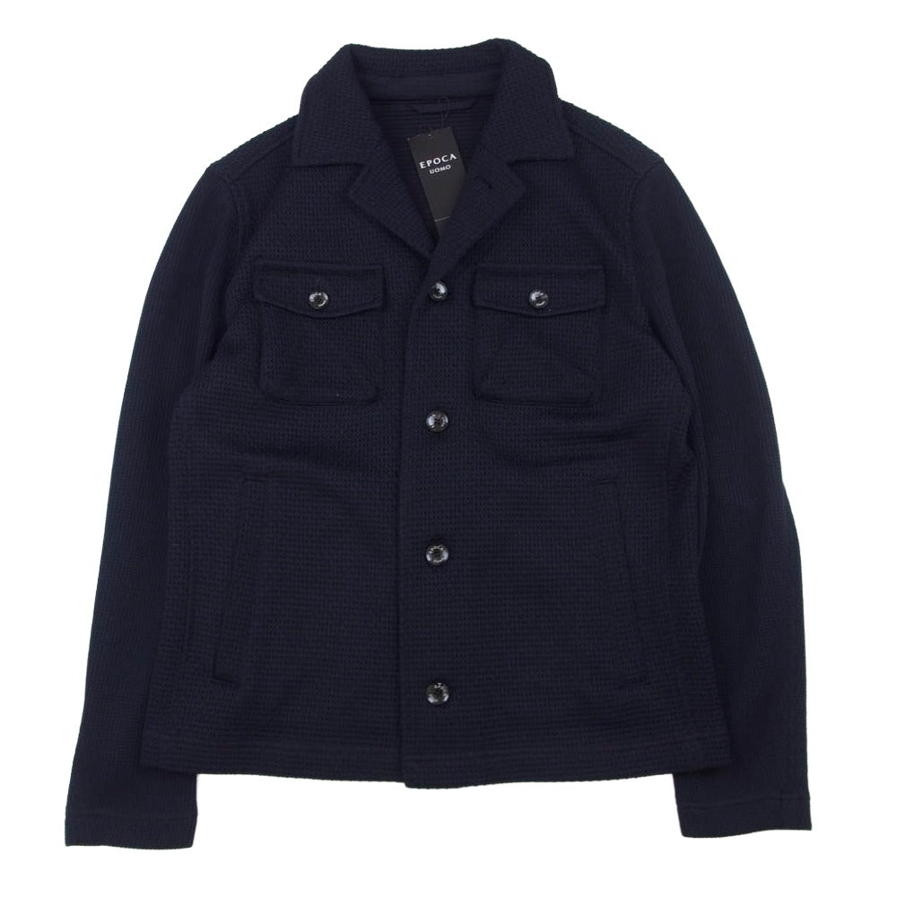 EPOCA UOMO エポカウォモ M1P60-441-29 ポリエステル メッシュ シャツ ジャケット ネイビー系 46【極上美品】【中古】