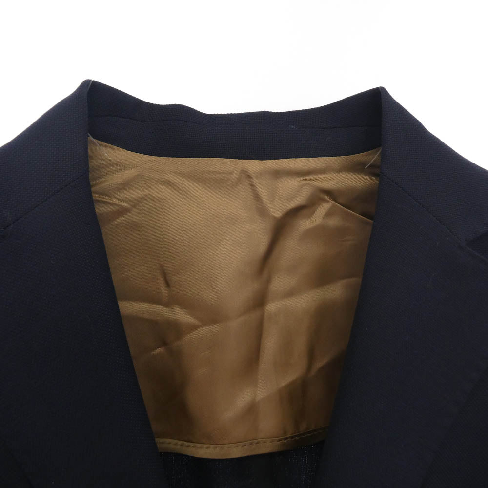 BARBA バルバ HOPSACK ホップサック 2B テーラードジャケット ダークネイビー系 46【極上美品】【中古】