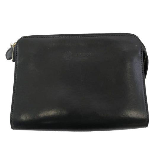 GANZO ガンゾ GUD レザー ロゴ刻印 セカンド クラッチバッグ ブラック系 表記なし【中古】