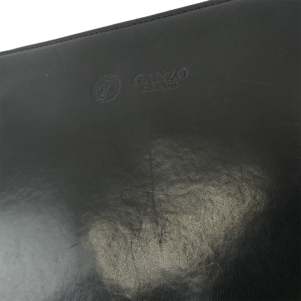 GANZO ガンゾ GUD レザー ロゴ刻印 セカンド クラッチバッグ ブラック系 表記なし【中古】