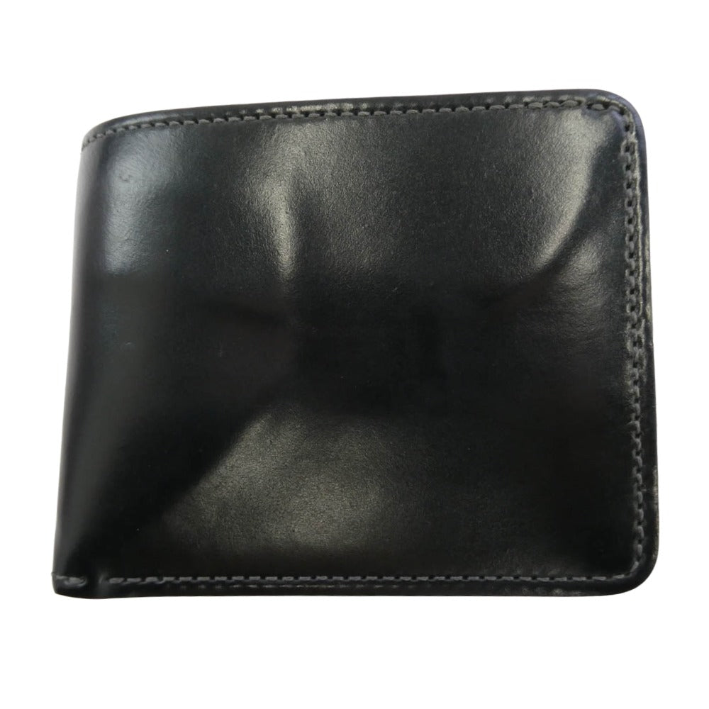 WILDSWANS ワイルドスワンズ タイガースブラザーズ別注 SP-GROUNDER シェルコードバン BLACK 内装サドルプルアップ シルバーステッチ コンパクトウォレット 二つ折り財布 ブラック系【中古】