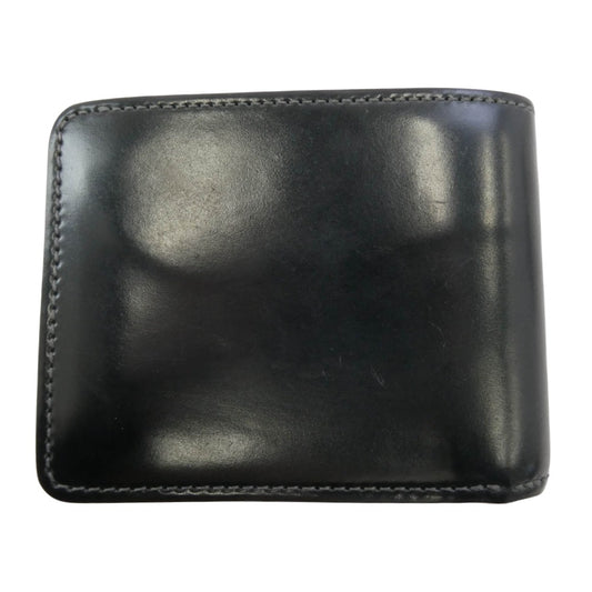 WILDSWANS ワイルドスワンズ タイガースブラザーズ別注 SP-GROUNDER シェルコードバン BLACK 内装サドルプルアップ シルバーステッチ コンパクトウォレット 二つ折り財布 ブラック系【中古】
