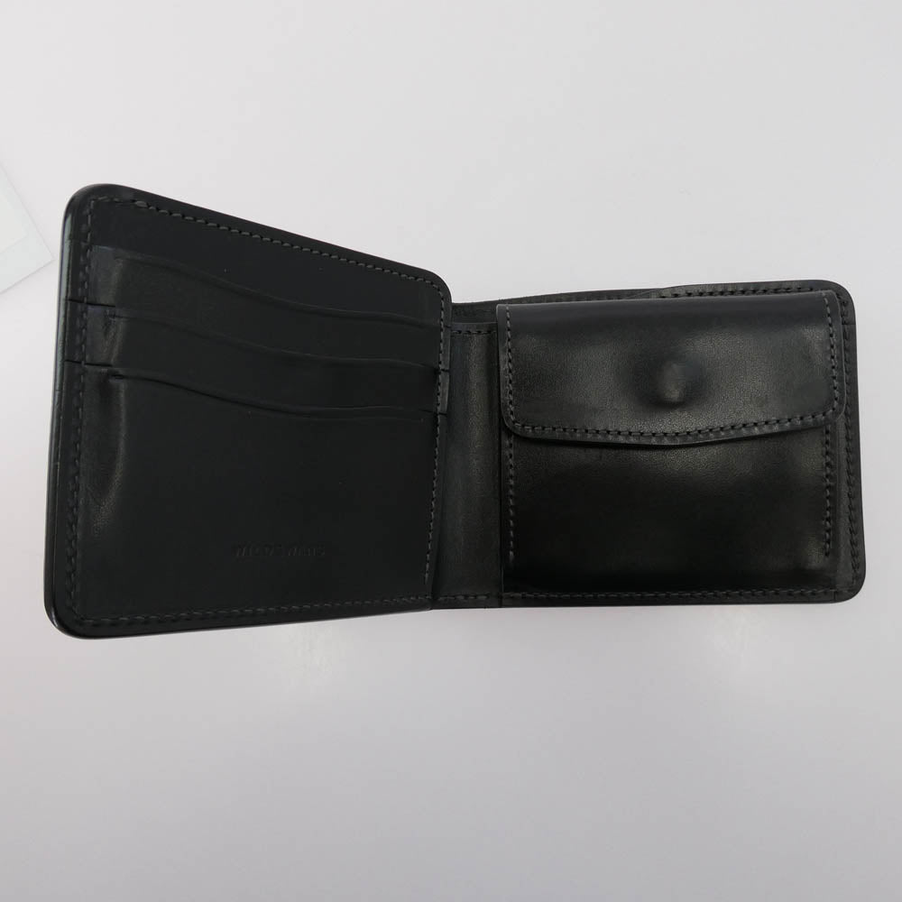 WILDSWANS ワイルドスワンズ タイガースブラザーズ別注 SP-GROUNDER シェルコードバン BLACK 内装サドルプルアップ シルバーステッチ コンパクトウォレット 二つ折り財布 ブラック系【中古】