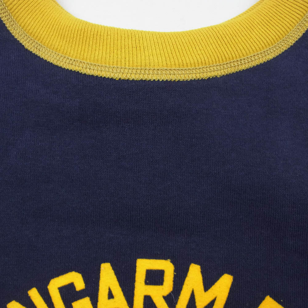 WAREHOUSE ウエアハウス JG-CS03 John Gluckow ジョングラッコー PX Crewneck Two-Tone フロッキー プリント スウェット クルーネック ネイビー系 イエロー系 XL【新古品】【未使用】【中古】