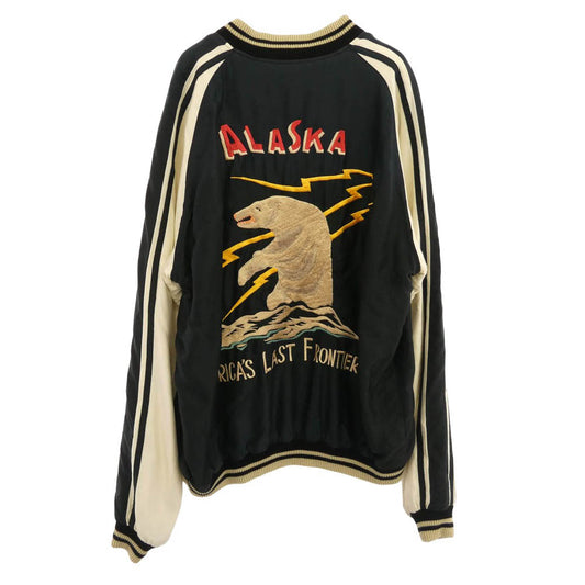 TAILOR TOYO テイラー東洋 TT15492 Acetate Souvenir Jacket POLAR BEAR × MOOSE AGING MODEL エイジング加工モデル ホッキョクグマ ヘラジカ リバーシブル スカジャン ジャケット ネイビー系 ブルー系 XL【中古】