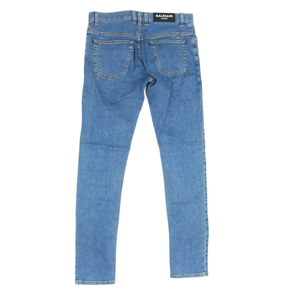BALMAIN バルマン 5434Z174 イタリア製 ダメージ加工 ラインストーン スリムフィット デニムパンツ ジーンズ インディゴブルー系 30【美品】【中古】