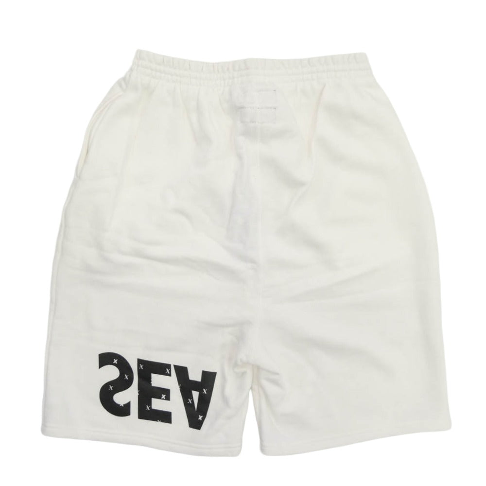 WIND AND SEA ウィンダンシー 20AW WDS-XXX-06 × GOD SELECTION XXX ゴッドセレクショントリプルエックス SWEAT-SHORTS ロゴプリント スウェット ショーツ ハーフパンツ ホワイト系 M【極上美品】【中古】