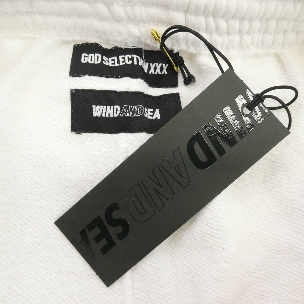 WIND AND SEA ウィンダンシー 20AW WDS-XXX-06 × GOD SELECTION XXX ゴッドセレクショントリプルエックス SWEAT-SHORTS ロゴプリント スウェット ショーツ ハーフパンツ ホワイト系 M【極上美品】【中古】