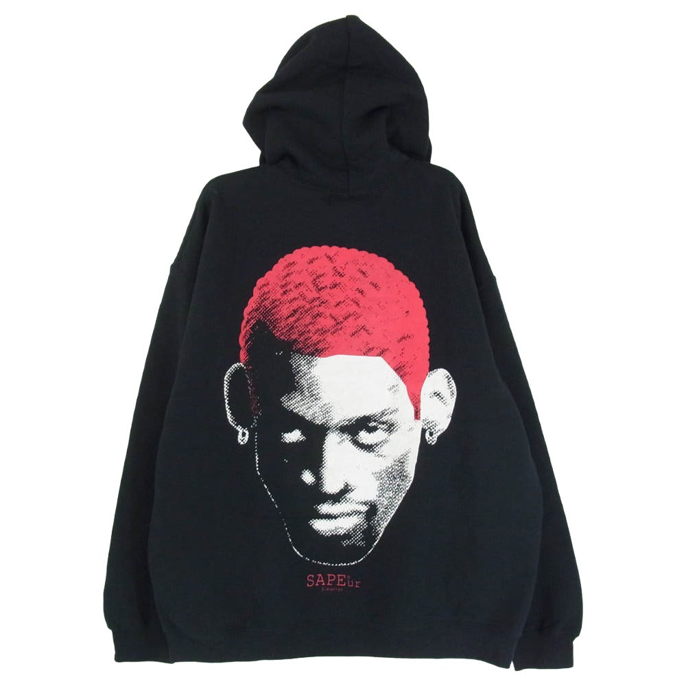 SAPEUR サプール デニスロッドマン プリント プルオーバーパーカー ブラック系 L【中古】