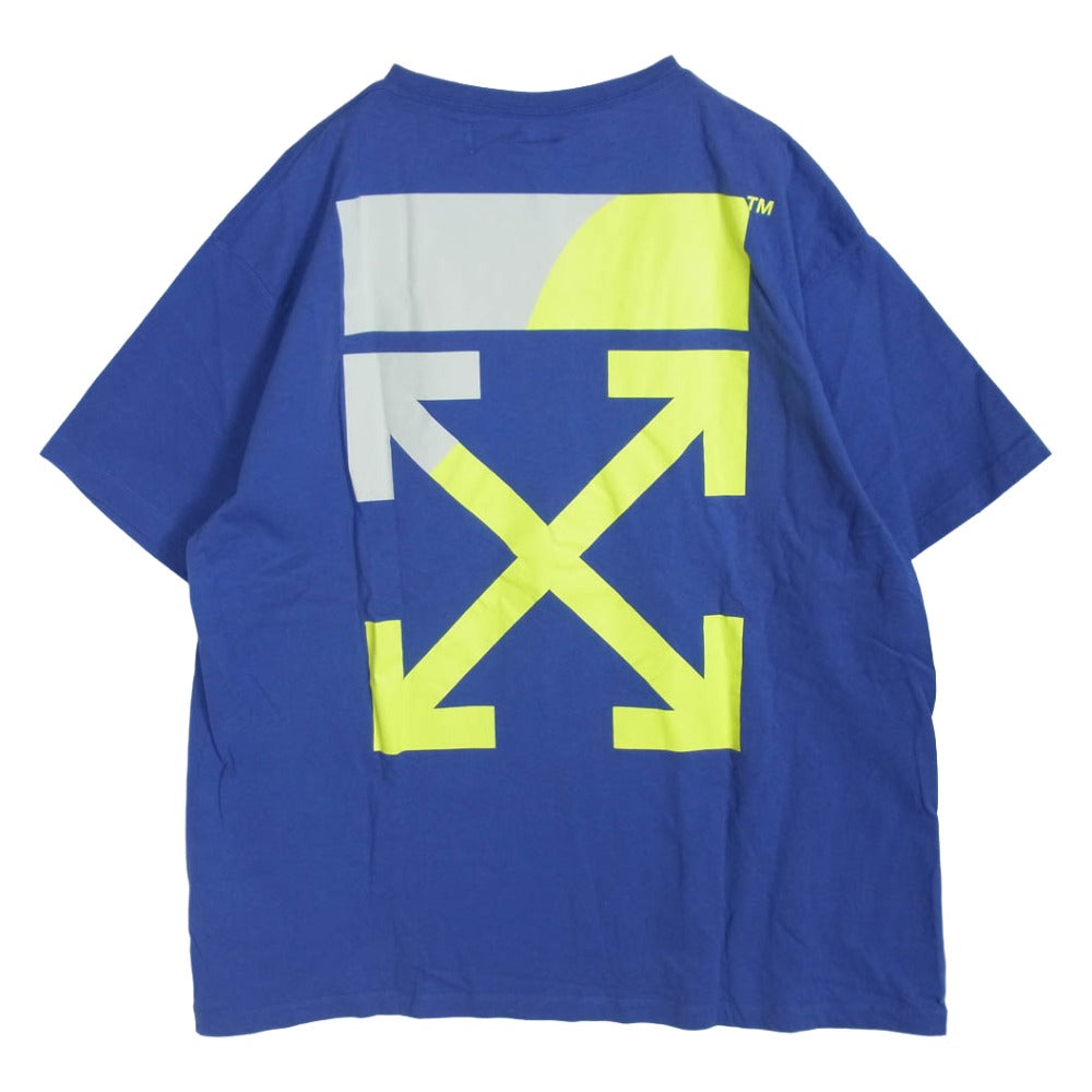 OFF-WHITE オフホワイト 19SS OMAA038S19185006 Split Logo S/S Over Tee バックアロープリント スプリットロゴ Tシャツ 半袖カットソー ブルー系 L【中古】