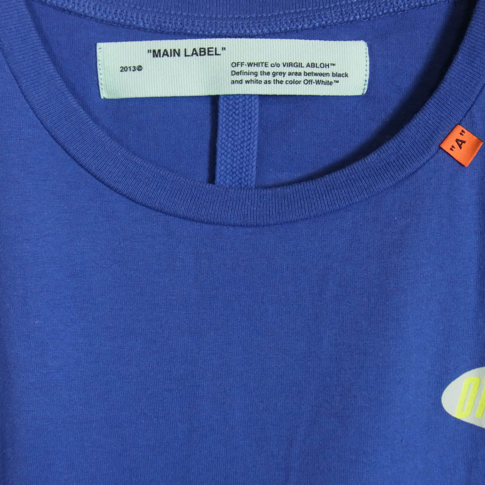 OFF-WHITE オフホワイト 19SS OMAA038S19185006 Split Logo S/S Over Tee バックアロープリント スプリットロゴ Tシャツ 半袖カットソー ブルー系 L【中古】