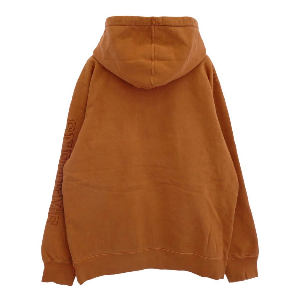 Supreme シュプリーム 19AW Overdyed Hooded Sweatshirt アームロゴ刺繍 オーバーダイ フーデッド スウェット シャツ プルオーバーパーカー ブラウン系 L【中古】
