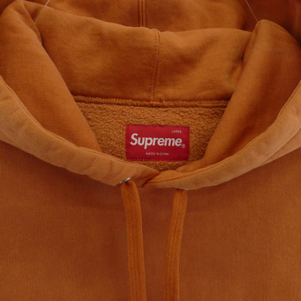 Supreme シュプリーム 19AW Overdyed Hooded Sweatshirt アームロゴ刺繍 オーバーダイ フーデッド スウェット シャツ プルオーバーパーカー ブラウン系 L【中古】
